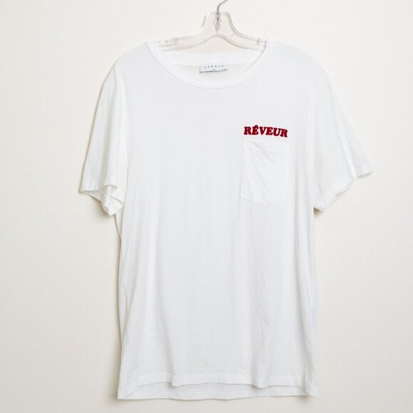 Sandro Reveur White Pocket T Shirt ASO Jimin BTS Fits Oversized M/L Unisex - Picture 2 of 13